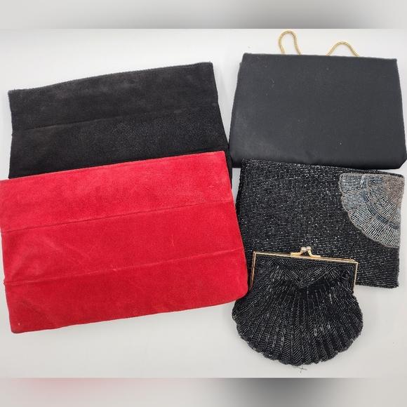 Lot Of 5 Vintage Faux Suede / Beaded Purses - Picture 13 of 13